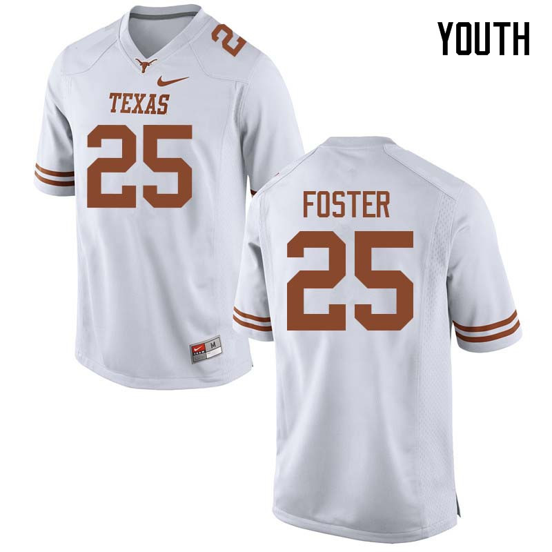 Youth #25 B.J. Foster Texas Longhorns College Football Jerseys Sale-White